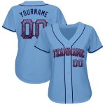 Custom Name and Number Authentic Baseball Jersey in Light Blue Navy-Red - Drift Fashion Style Personalized Light Blue Navy-Red