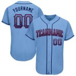 Custom Name and Number Authentic Baseball Jersey in Light Blue Navy-Red - Drift Fashion Style Personalized Light Blue Navy-Red