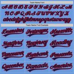 Custom Name and Number Authentic Throwback Baseball Jersey - Personalized Light Blue Navy-Red Team Apparel Personalized Light