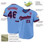 Custom Name and Number Authentic Throwback Baseball Jersey - Personalized Light Blue Navy-Red Team Apparel Personalized Light