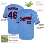 Custom Team Baseball Jersey - Personalized Light Blue Navy-Red Mesh with Name and Number - Authentic Throwback Design Personalized