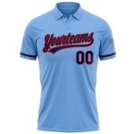 Custom Name and Number Light Blue Navy-Red Performance Vapor Golf Polo Shirt - Personalized Team Apparel Personalized Light