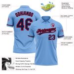 Custom Name and Number Light Blue Navy-Red Performance Vapor Golf Polo Shirt - Personalized Team Apparel Personalized Light