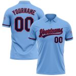 Custom Name and Number Light Blue Navy-Red Performance Vapor Golf Polo Shirt - Personalized Team Apparel Personalized Light