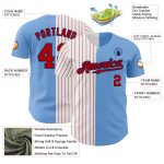 Custom Team Baseball Jersey with Personalized Name and Number - Light Blue Navy Red Pinstripe Authentic Fashion Design Personalized