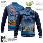 Personalized Sydney Australia City Edition 3D Bomber Varsity Jacket Custom Name & Number Light Blue Navy Personalized Light
