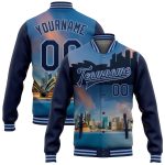 Personalized Sydney Australia City Edition 3D Bomber Varsity Jacket Custom Name & Number Light Blue Navy Personalized Light