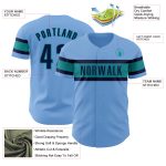 Custom Name Number Light Blue Navy Teal Authentic Baseball Jersey - Personalized Team Apparel Personalized Light Blue Navy-Teal
