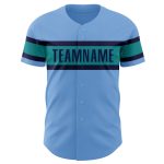 Custom Name Number Light Blue Navy Teal Authentic Baseball Jersey - Personalized Team Apparel Personalized Light Blue Navy-Teal