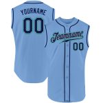 Custom Name Number Baseball Jersey - Personalized Light Blue Navy-Teal Sleeveless Authentic Team Apparel Personalized Light