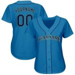 Custom Name and Number Baseball Jersey in Light Blue Navy-Teal - Personalized Team Apparel Personalized Light Blue Navy-Teal