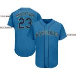 Custom Name and Number Baseball Jersey in Light Blue Navy-Teal - Personalized Team Apparel Personalized Light Blue Navy-Teal