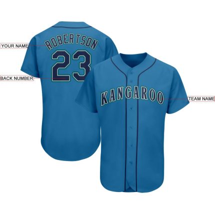 Custom Name and Number Baseball Jersey in Light Blue Navy-Teal - Personalized Team Apparel Personalized Light Blue Navy-Teal