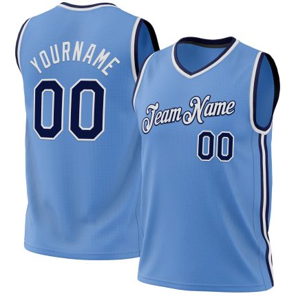 Personalized Light Blue Navy White Throwback Basketball Jersey Authentic Personalized Light Blue Navy-White Authentic Throwback