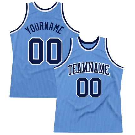 Custom Name Number Personalized Light Blue Navy-White Throwback Basketball Jersey Personalized Light Blue Navy-White Authentic
