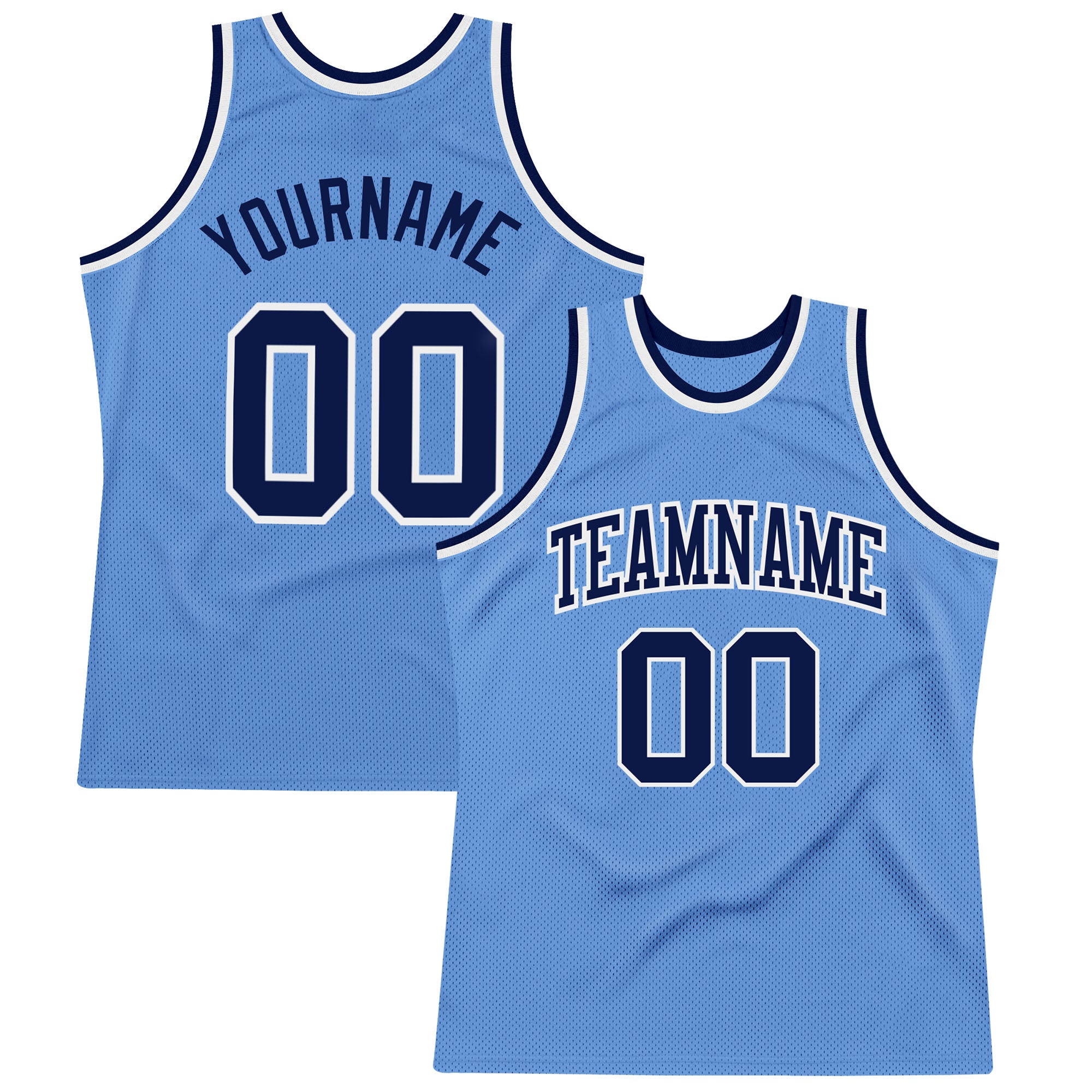 Custom Name Number Personalized Light Blue Navy-White Throwback Basketball Jersey Personalized Light Blue Navy-White Authentic