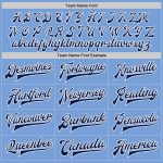 Personalized Light Blue Navy Varsity Letterman Jacket Bomber Full-Snap Two Tone Design Personalized Light Blue Navy-White