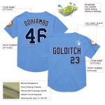 Personalized Light Blue Navy White Baseball Jersey - Authentic Throwback Mesh Design Personalized Light Blue Navy-White Mesh