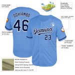 Custom Name and Number Personalized Light Blue Navy-White Mesh Baseball Jersey - Authentic Throwback Team Jersey Personalized