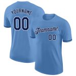 Custom Team Name and Number Personalized Light Blue Navy-White Performance T-Shirt Personalized Light Blue Navy-White Performance