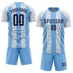 Personalized Light Blue and Navy Sublimation Soccer Jersey Uniform Personalized Light Blue Navy-White Sublimation Soccer