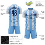 Personalized Light Blue and Navy Sublimation Soccer Jersey Uniform Personalized Light Blue Navy-White Sublimation Soccer