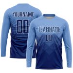 Custom Soccer Jersey with Personalized Name and Number - Light Blue Navy-White Sublimation Team Uniform Personalized Light