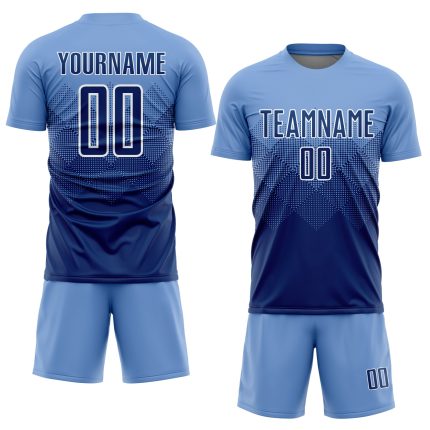 Custom Soccer Jersey with Personalized Name and Number - Light Blue Navy-White Sublimation Team Uniform Personalized Light