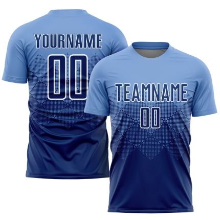 Custom Soccer Jersey with Personalized Name and Number - Light Blue Navy-White Sublimation Team Uniform Personalized Light