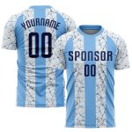 Personalized Light Blue and Navy Sublimation Soccer Jersey Uniform Personalized Light Blue Navy-White Sublimation Soccer