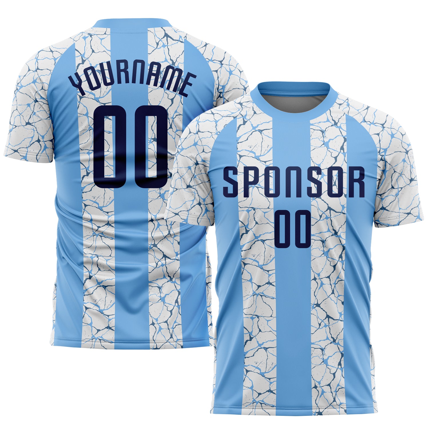 Personalized Light Blue and Navy Sublimation Soccer Jersey Uniform Personalized Light Blue Navy-White Sublimation Soccer