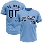 Light Blue Navy White Personalized Unisex Softball Jersey Two-Button Personalized Light Blue Navy-White Two-Button Unisex