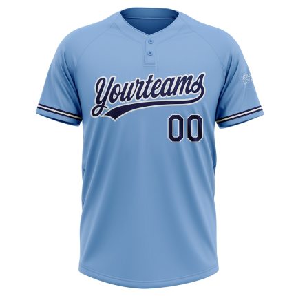 Light Blue Navy White Personalized Unisex Softball Jersey Two-Button Personalized Light Blue Navy-White Two-Button Unisex