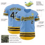 Custom Team Baseball Jersey with Personalized Name and Number - Light Blue Navy Yellow Line Personalized Light Blue Navy-Yellow