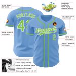 Personalized Light Blue Green White Authentic Baseball Jersey for Sports Fans Personalized Light Blue Neon Green-White Authentic