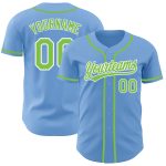 Personalized Light Blue Green White Authentic Baseball Jersey for Sports Fans Personalized Light Blue Neon Green-White Authentic