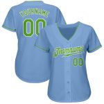 Custom Name and Number Personalized Light Blue Neon Green-White Baseball Jersey Authentic Team Personalized Light Blue Neon