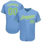 Custom Name and Number Personalized Light Blue Neon Green-White Baseball Jersey Authentic Team Personalized Light Blue Neon