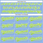 Custom Name Number Performance Golf Polo Shirt Light Blue Neon Green White Personalized Light Blue Neon Green-White Performance