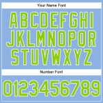 Custom Name Number Performance Golf Polo Shirt Light Blue Neon Green White Personalized Light Blue Neon Green-White Performance