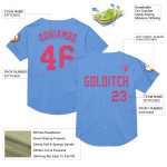 Custom Light Blue Neon Pink Baseball Jersey with Personalized Name and Number - Authentic Throwback Style Personalized Light