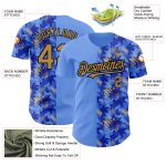 Personalized Light Blue Tropical Hawaii Palm Leaves 3D Baseball Jersey - Authentic Old Gold and Black Design Personalized