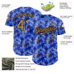 Personalized Tropical Hawaii Palm Leaves Baseball Jersey Custom Name/Number, Light Blue and Old Gold-Black 3D Pattern Design