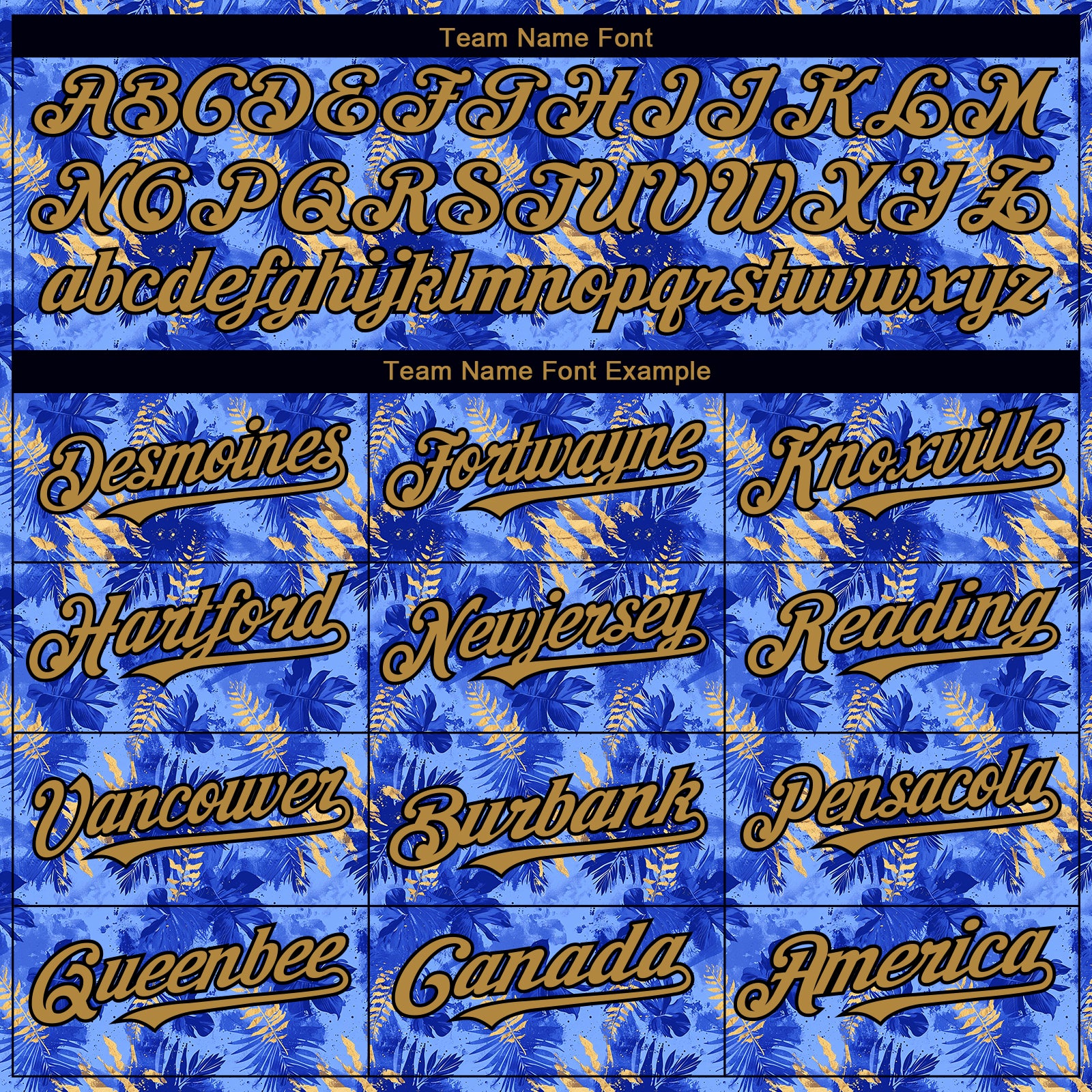 Personalized Light Blue Old Gold-Black 3D Pattern Design Tropical Hawaii Palm Leaves Authentic Baseball Jersey Team Custom Name and Number Personalized Tropical Hawaii Palm Leaves Baseball Jersey Custom Name/Number, Light Blue and Old Gold-Black 3D Pattern Design - Image 4