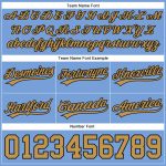 Custom Team Name Number Light Blue Gold Black Throwback Basketball Shorts - Personalized Authentic Design Personalized Light