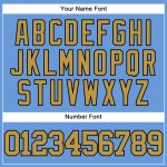 Personalized Custom Name and Number Light Blue Baseball Jersey - Authentic Old Gold-Black Mesh Throwback Personalized Light