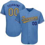 Personalized Custom Name and Number Light Blue Old Gold-Royal Baseball Jersey Personalized Light Blue Old Gold-Royal Authentic