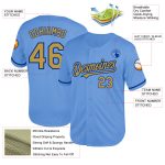 Custom Name and Number Authentic Baseball Jersey in Light Blue Old Gold-Royal Mesh - Personalized Team Apparel Personalized