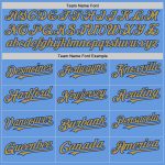 Custom Name and Number Authentic Baseball Jersey in Light Blue Old Gold-Royal Mesh - Personalized Team Apparel Personalized