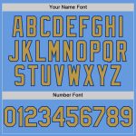Custom Name and Number Authentic Baseball Jersey in Light Blue Old Gold-Royal Mesh - Personalized Team Apparel Personalized